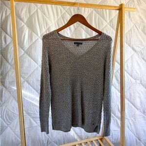 American Eagle Outfitters Gray V-Neck Sweater